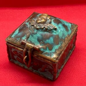 Vintage Turquoise and Bronze Decorative Box